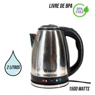 Imagem de Chaleira Elétrica Aço Inox Jarra Bule 1500w 2l Portátil 110v - VIJODI