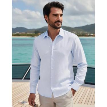 Imagem de Camisa Social Linho Coastal Frost Yacht Master - Azul Claro, Azul clar