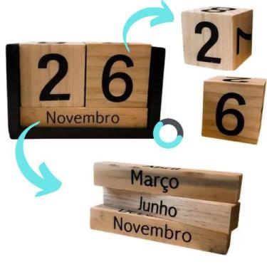 Imagem de Calendário Permanente De Madeira MDF Para Mesa Home Office - Novo Sécu