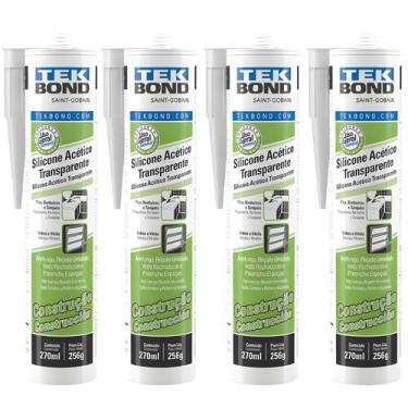Imagem de 4 Unidades Silicone Acético Incolor 270ml Tekbond