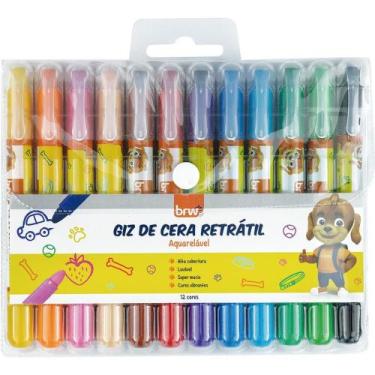 Imagem de Giz de Cera Jumbo Retratil Aquarelavel 12 Cores Estojo - BRW