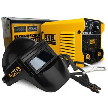 Imagem de Kit Mini Inversora Solda MMA 120a Portátil Soldador Máscara Solda Fixa