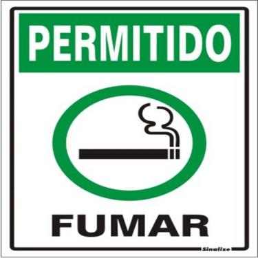 Imagem de Placa de Sinalização Permitido Fumar 220 AA Auto-Adesiva Poliestireno 20x15cm Sinalize
