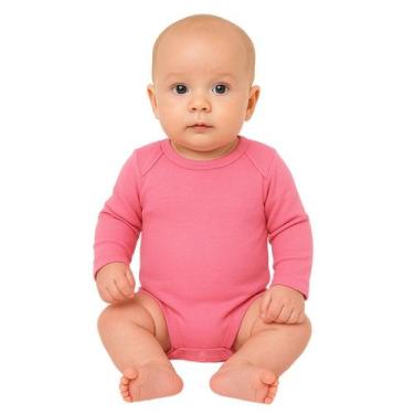 Imagem de Body Manga Longa Botões Infantil Bebê Brandili, G, Rosa