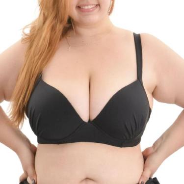 Imagem de Top Biquini Bojo Aro Alças Fixas e Amarração Plus Size Arsiè, 52, Pret