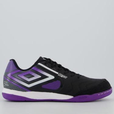 Imagem de Chuteira Umbro Pro 5 Bump Club Futsal Preta e Roxa, 43