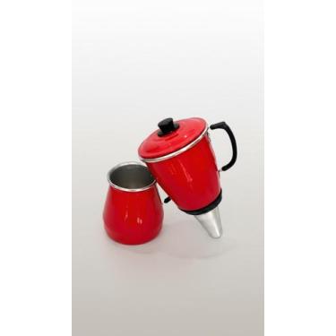 Imagem de Cafeteira Fogão Alumínio Vermelha 1.4L Coador Permanente - Congratulat