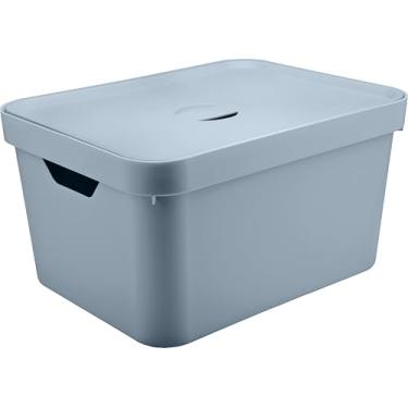 Imagem de Ou Caixa Organizadora com Tampa 32L Azul Glacial Linha Cube
