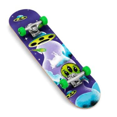 Imagem de Skate Infantil Estampa Alienígena Holográfico Semi Profissional Suport