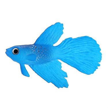 Imagem de Decoração de aquário Zerodis Fish Tank Decoration, enfeite de aquário com design de peixe pequeno divertido de silicone artificial seguro para peixes (peixe beta azul)