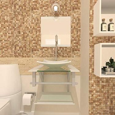 Imagem de GABINETE DE VIDRO PARA BANHEIRO 40CM AC CUBA QUADRADA BRANCO