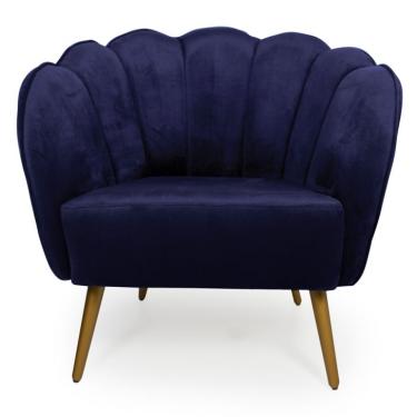 Imagem de Poltrona Ariel Suede Azul Marinho e Dourada