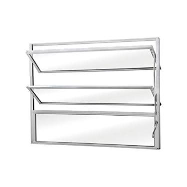 Imagem de Janela basculante de alumínio 3 seções MGM Soft 60x60cm branco Janela basculante de alumínio 3 seções Soft 60x60cm branco MGM