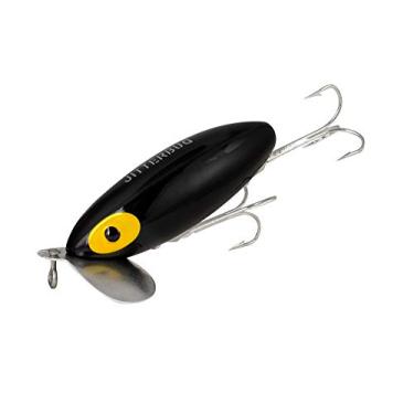 Imagem de Arbogast Clicker Jitterbug Isca de pesca de robalo Topwater – Excelente para pesca noturna, equipamento e acessórios de pesca em água doce, preta, 5 cm, 7 g