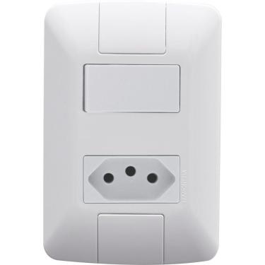 Imagem de Conjunto 4x2 com 1 Interruptor 6 A 250 V e 1 Tomada 2P+T 20 A 250 V Tramontina Aria Branco - Tramontina