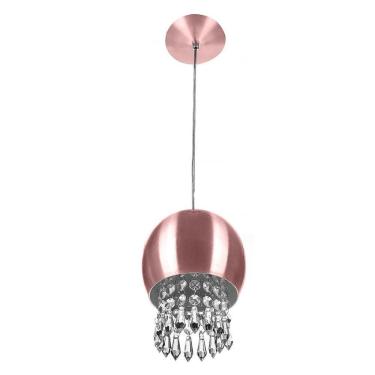 Imagem de Pendente Bola Pequena 15cm Gold Rose Com Cristais Acrilico