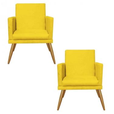 Imagem de Kit 2 Poltronas Nina Rodapé Sala Suede Amarelo
