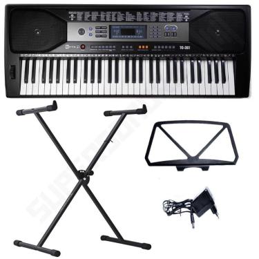 Imagem de Kit Teclado Musical Spring TC 361 61 Teclas Sensitivas + Suporte X