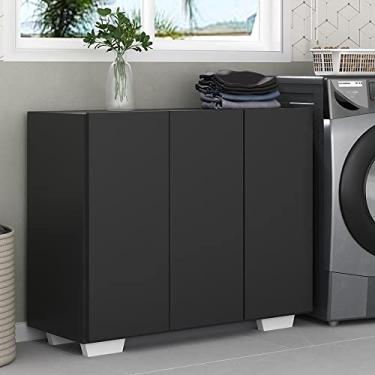 Imagem de Armário Lavanderia com 3 Portas 90 cm Multimóveis Mp5034 Preto/branco