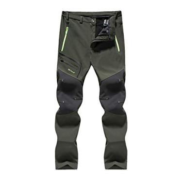 Imagem de Calça masculina de esqui com bolso com zíper, à prova de vento impermeável grossa calças de golfe de poliéster para esqui e neve para inverno caminhada ao ar livre roupa de esqui durável softshell ski