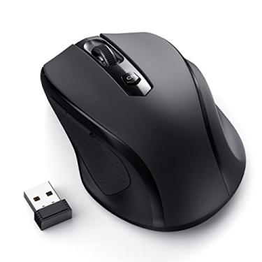 Imagem de Mouse sem fio para laptop, mouse de computador móvel de 2,4 G com receptor USB, 2400 DPI - nível mais alto, 6 botões para notebook, PC, laptop, desktop, computador, Chromebook, MacBook - preto