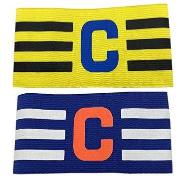 Imagem de Faixa de Capitão Braçadeira de Futebol Pack 2 Unidades Várias Cores Pronta Entrega (Azul e Amarela)