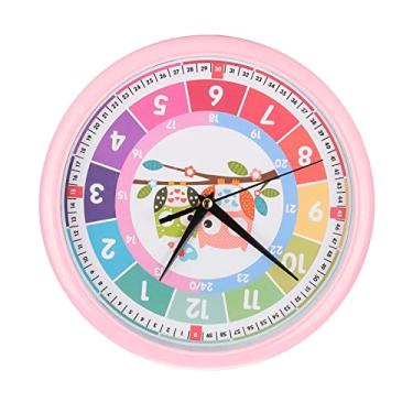 Imagem de plplaaoo Relógios de parede infantis para quartos, relógio de ensino para contar as horas, relógio de aprendizagem para crianças, decoração de parede de quarto de crianças, relógio analógico
