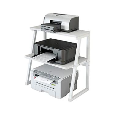 Imagem de Suporte de impressora de mesa Suporte de impressora de mesa Rack de armazenamento de várias camadas Estante de livros Suporte de documentos Impressora de armazenamento de escritório em casa Scanner de fax (MDF+Tubo de aço carbono) Suporte de impressora para mesa (Cor: C)