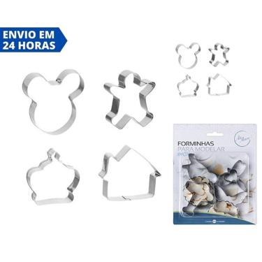 Imagem de Forminhas Cortador Biscoito Kit 4 Peças Cookies Molde Inox