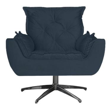 Imagem de Poltrona Base Giratória Amamentação Suede Azul Marinho