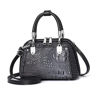 Imagem de Bolsa tiracolo feminina pequena com alça superior bolsa de couro crocodilo bolsa de ombro moderna bolsas de ombro, Cinza