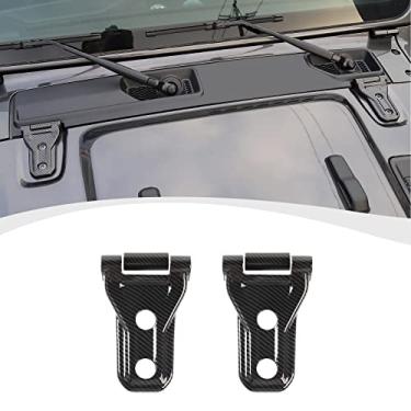 Imagem de RT-TCZ Capa de dobradiça para capô kits de decoração exterior para Jeep Wrangler JL JLU e Gladiator JT 2018-2021 (fibra de carbono)