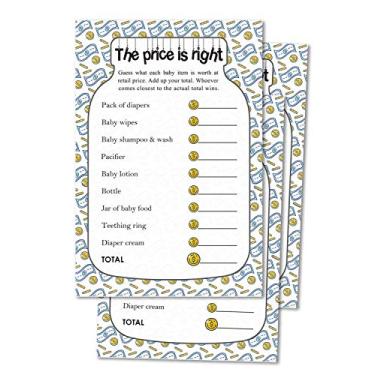 Imagem de The Price Is Right Ideias de jogo de chá de bebê, 50 cartas divertidas para meninos e meninas, cartão de atividades divertidas para decoração de casais.