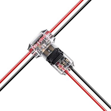 Imagem de Pacote com 48 conectores de fio de baixa tensão 2 pinos bidirecionais automotivos compactos universais conectores de emenda para fiação fita de LED elétrica