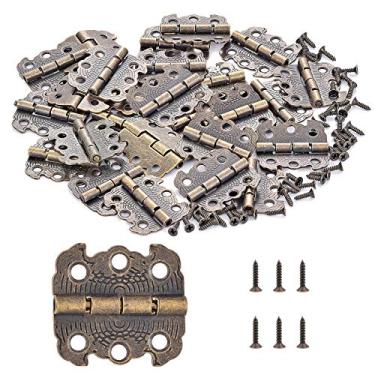 Imagem de PGMJ 40 peças dobradiças decorativas antigas caixa de design de gravação de bronze dobradiças caixa de joias ferragens para caixas de madeira vintage, caixa de ferramentas, caixas de joias, armários, caixas de presente, caixas de vinho (K58)