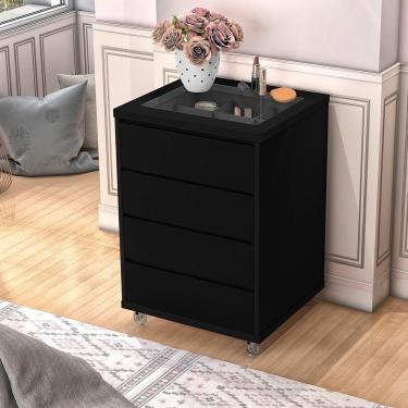 Imagem de Mesa De Cabeceira Quarto DeCom Rodizíos De Silicone Preto
