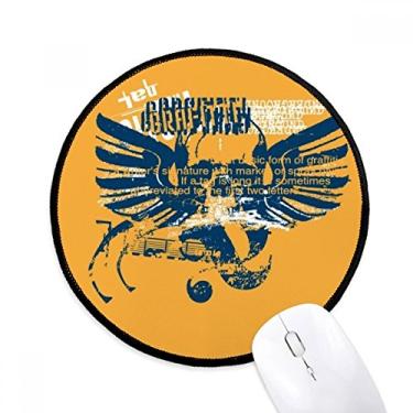 Imagem de Tapete de rato azul laranja asas de caveira grafite rua desktop escritório tapete redondo para computador
