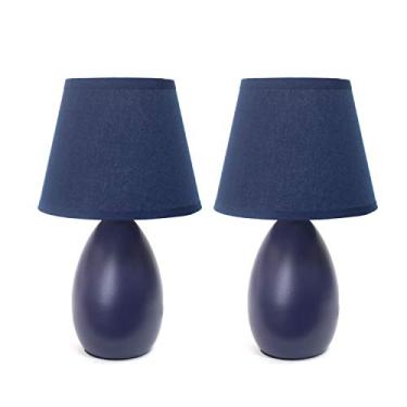 Imagem de Simple Designs LT2009-BLU-2PK Conjunto de lâmpadas de mesa de cerâmica oval mini oval, azul, 2
