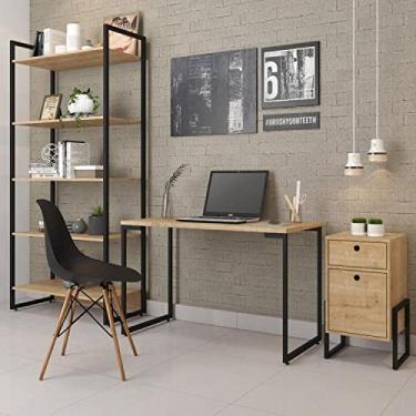 Imagem de Conjunto Home Office 3 Peças 1 Escrivaninha 90cm 1 Estante Porto 1 Mesa de Cabeceira Wolli Espresso Móveis