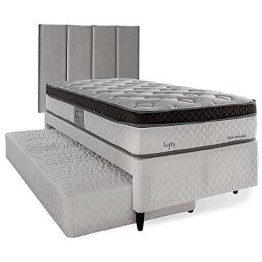 Imagem de Cama Box Herval Solteiro Lofty com Cabeceira, 62x88x188 cm, M. Ensacadas, Colchão Auxiliar