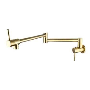 Imagem de Torneira de cozinha de parede dobrável Torneira de enchimento de panela de latão giratória dobrável retrátil rotativa estirável torneira da pia, ouro escovado