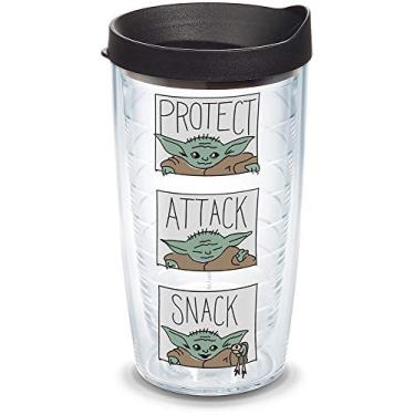 Imagem de Tervis Star Wars - The Mandalorian Protect Attack Snack Made in USA Copo de viagem com isolamento de parede dupla mantém as bebidas frias e quentes, 473 ml, clássico