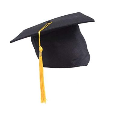 Imagem de Boné ajustável adulto para estudantes graduação despedida de solteiro Boné de borla elegante Dr. Chapéu de solteiro graduado (preto + amarelo)