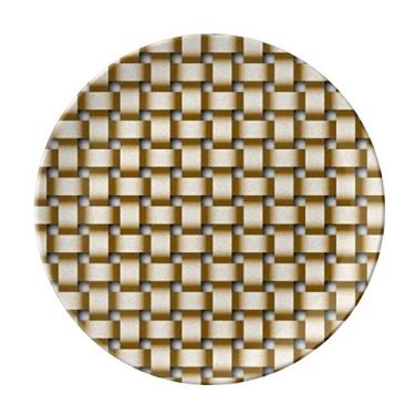 Imagem de Tecido de malha de linho marrom prato decorativo salver louça de jantar