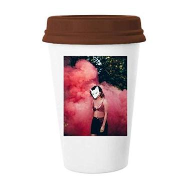 Imagem de Pink Fog Head Girl Florestal Science Nature Scenery Mug Coffee Drinking Glass Cerâmica Cup Lid