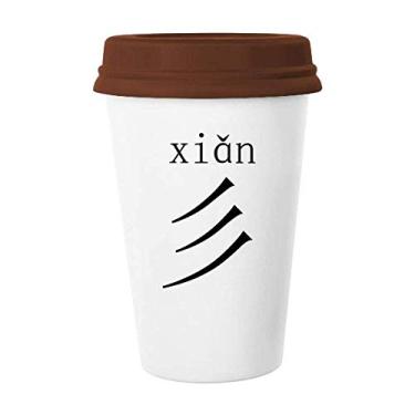 Imagem de Componente do personagem chinês Xian Caneca de café vidro bebendo cerâmica copo tampa