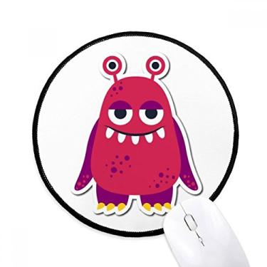 Imagem de Mouse pad de monstro rosa universo e alienígena Tapete redondo para escritório para computador