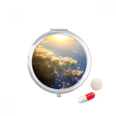 Imagem de Porta-comprimidos laranja Sunshine Sky Blue Clouds Pocket Medicine Storage Box Dispenser recipiente