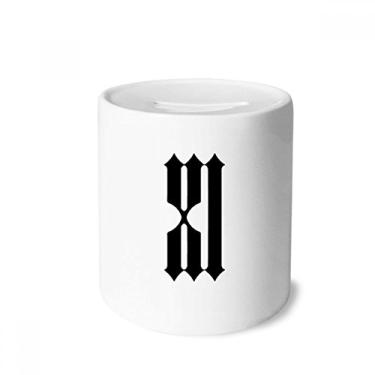 Imagem de DIYthinker Numerais romanos Onze em caixa de dinheiro com silhueta preta, porta-moedas de cerâmica, presente de cofrinho