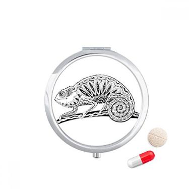 Imagem de Porta-comprimidos, porta-comprimidos, caixa de armazenamento de medicamentos com estampa de lagarto de cauda longa